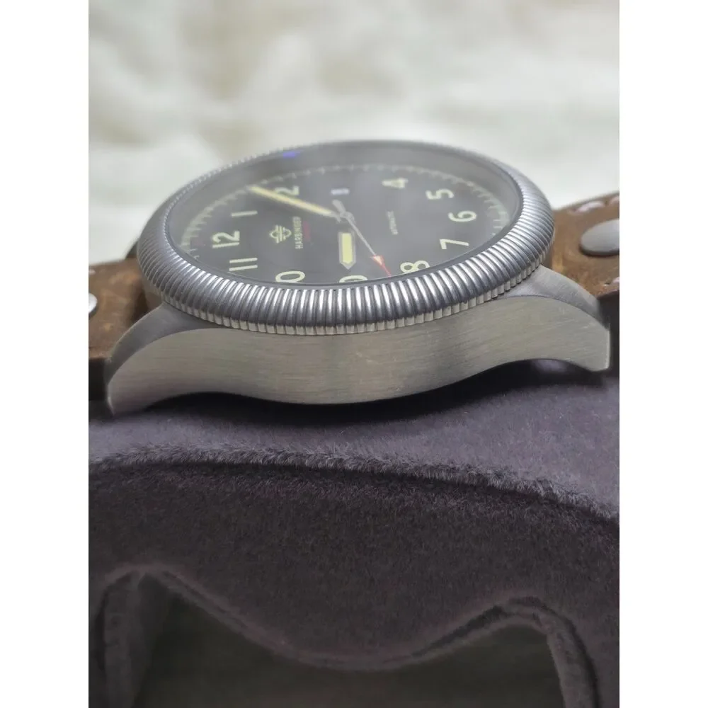 Harbinger Conquest HC1 Automatic Pilot Watch Sapphire Leather + Steel Bracelet